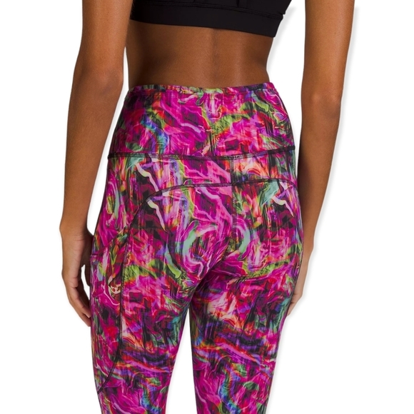 Lululemon Hyper Flow Pink Multi Fast and Free High-Rise Tight 25" with Pockets - Picture 5 of 5